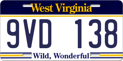 WV license plate 9VD138
