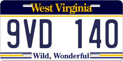 WV license plate 9VD140