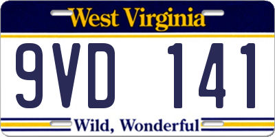 WV license plate 9VD141