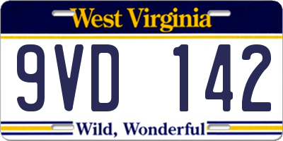 WV license plate 9VD142