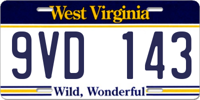WV license plate 9VD143