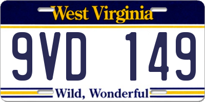WV license plate 9VD149