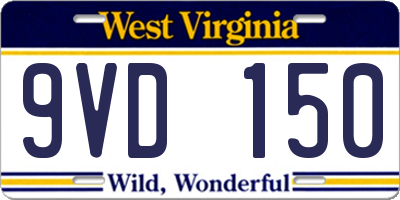WV license plate 9VD150