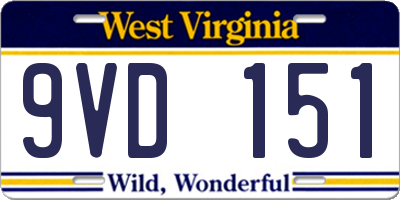 WV license plate 9VD151