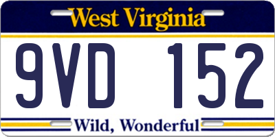 WV license plate 9VD152