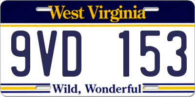 WV license plate 9VD153