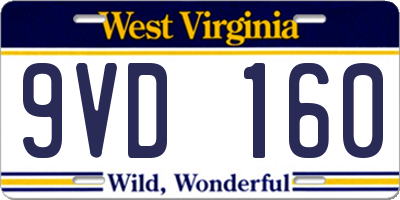 WV license plate 9VD160