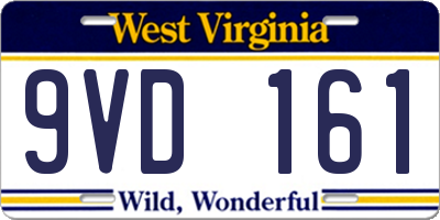 WV license plate 9VD161