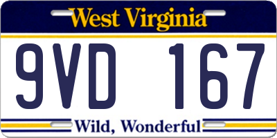 WV license plate 9VD167