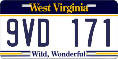 WV license plate 9VD171