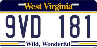 WV license plate 9VD181