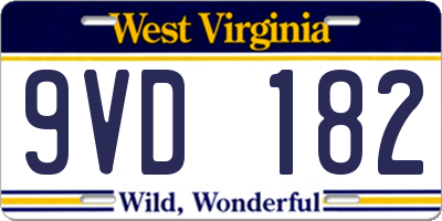 WV license plate 9VD182