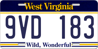 WV license plate 9VD183
