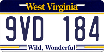 WV license plate 9VD184