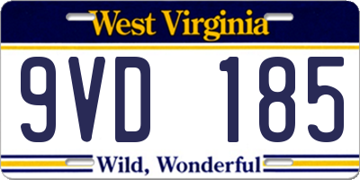 WV license plate 9VD185