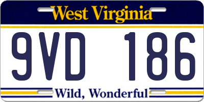 WV license plate 9VD186
