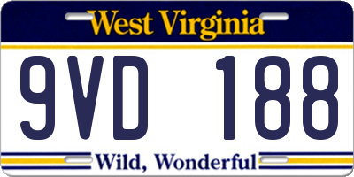 WV license plate 9VD188