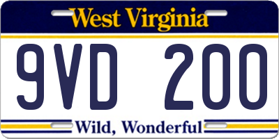 WV license plate 9VD200