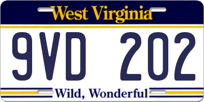 WV license plate 9VD202