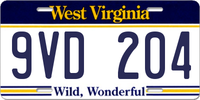 WV license plate 9VD204