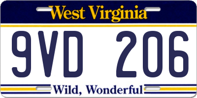 WV license plate 9VD206