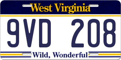 WV license plate 9VD208