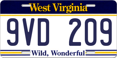WV license plate 9VD209