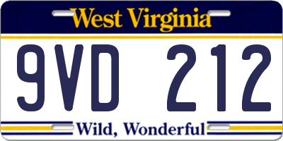WV license plate 9VD212