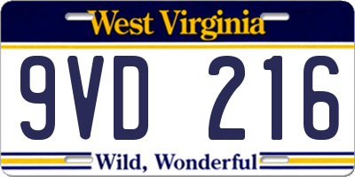 WV license plate 9VD216