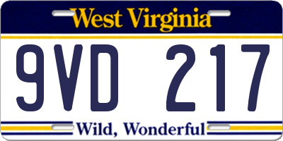 WV license plate 9VD217