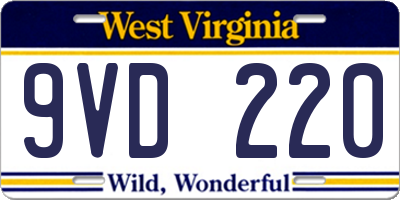 WV license plate 9VD220
