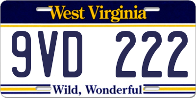 WV license plate 9VD222