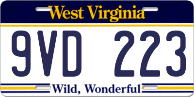 WV license plate 9VD223