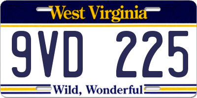 WV license plate 9VD225