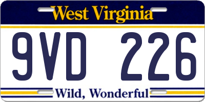WV license plate 9VD226