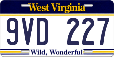 WV license plate 9VD227