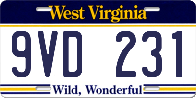 WV license plate 9VD231