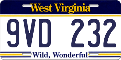 WV license plate 9VD232