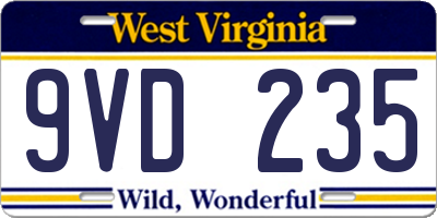 WV license plate 9VD235
