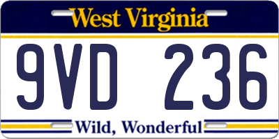 WV license plate 9VD236
