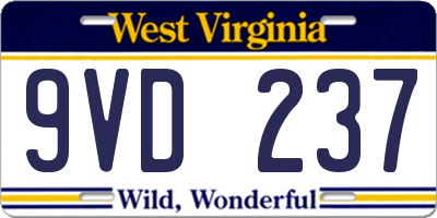 WV license plate 9VD237