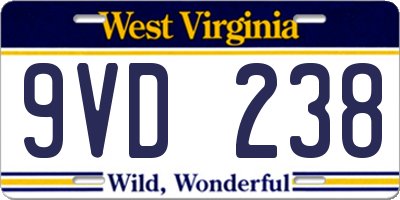 WV license plate 9VD238
