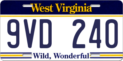WV license plate 9VD240