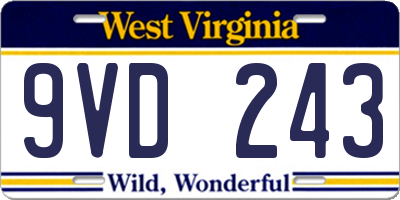 WV license plate 9VD243