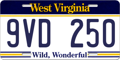 WV license plate 9VD250