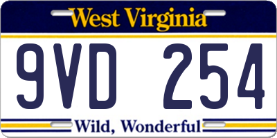 WV license plate 9VD254
