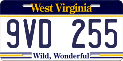WV license plate 9VD255