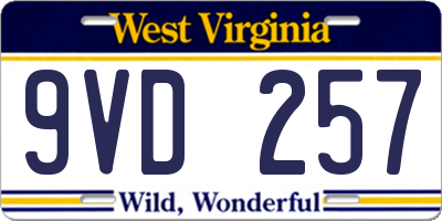 WV license plate 9VD257