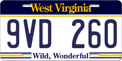 WV license plate 9VD260