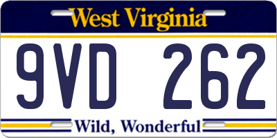 WV license plate 9VD262